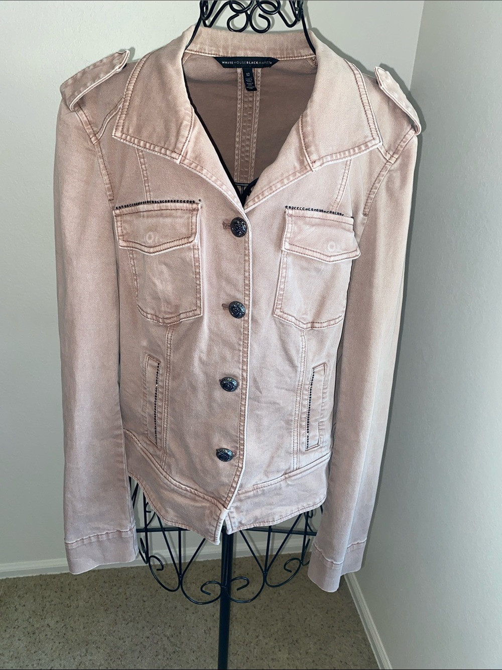 White House Black Market Pale Pink Utility Jacket